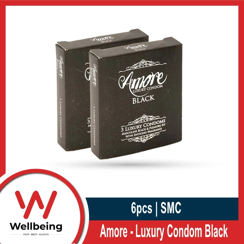 Amore Luxury Condom Black | Combo Pack | 2 Packs – 3×2 – 6pcs
