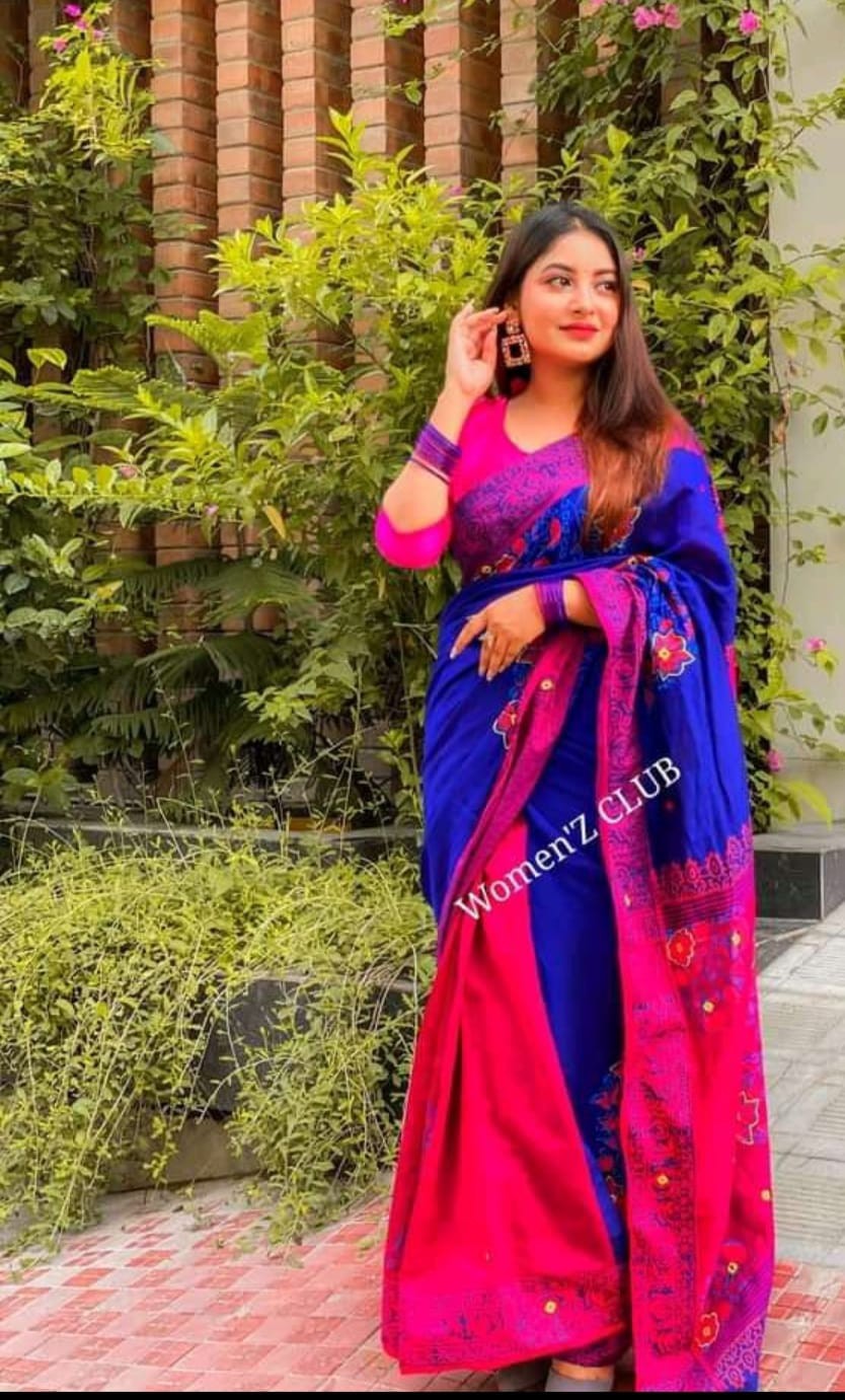 Handprint half silk saree