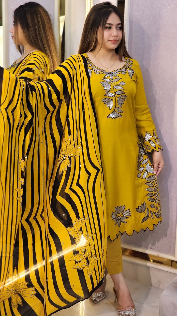 Embroidery Sequence Three Piece For Women