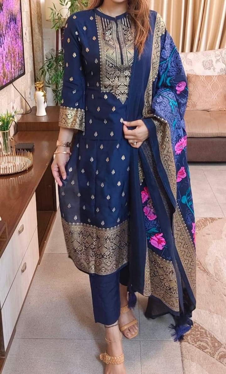 Cotton Embroidery Three Piece