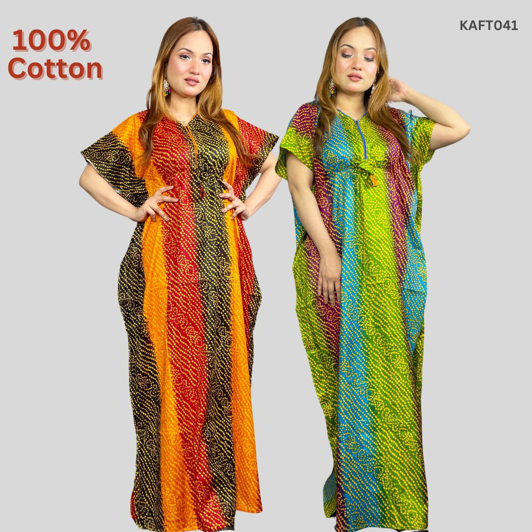 100% Cotton Chunri Print Kaftan Maxi (Set of two)