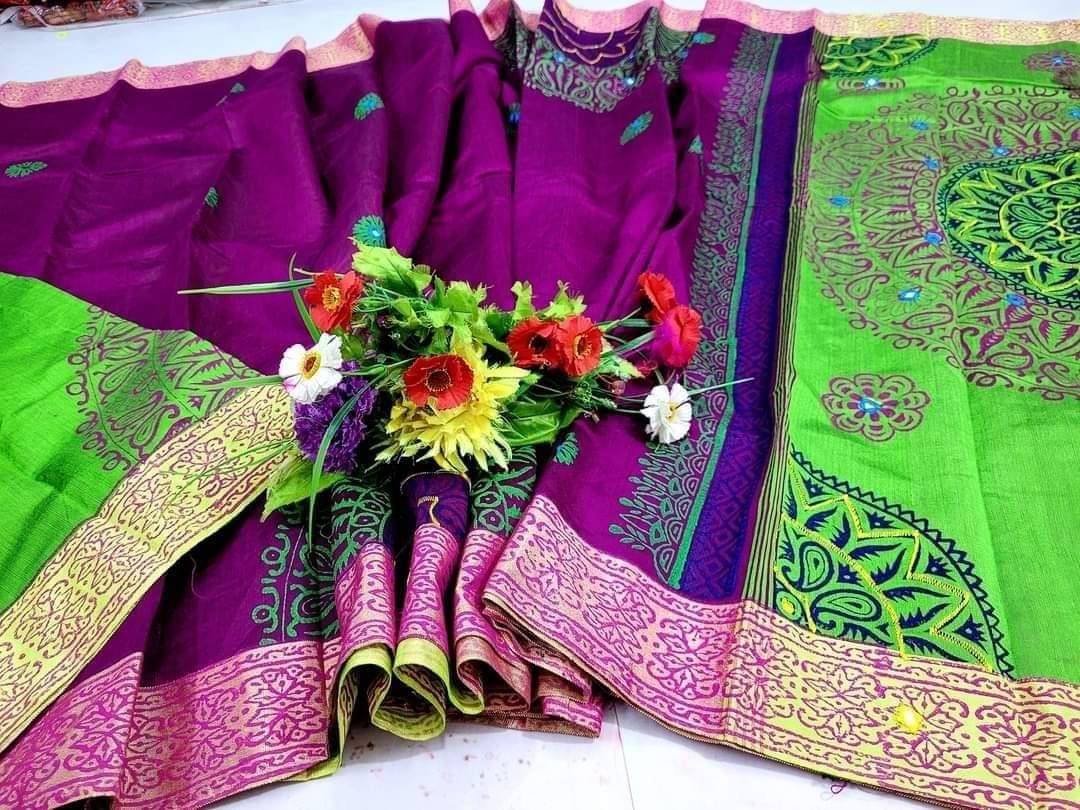 Embroidered Dhupian Silk Saree For Women