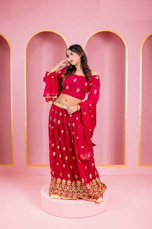 Readymade Georgette Embroidered Party Dress