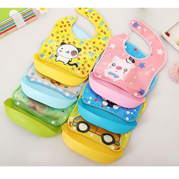 1pcs Plastic Dining Feeding Bibs for Kids Multicolor Available
