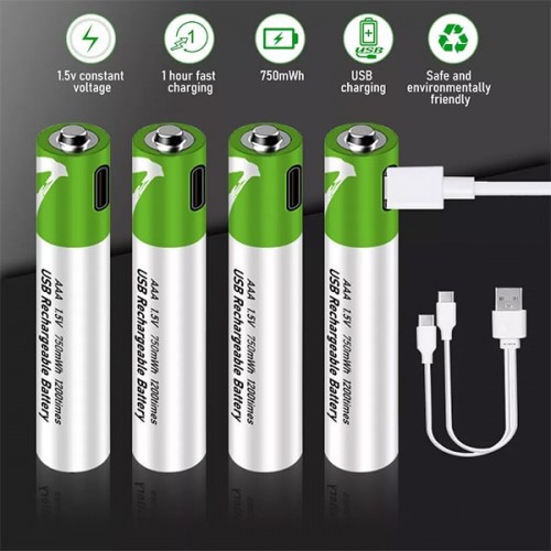 Product details of  Rechargeable Batteries AAA 1.5V With Type-C Cable smartoools 4pcs