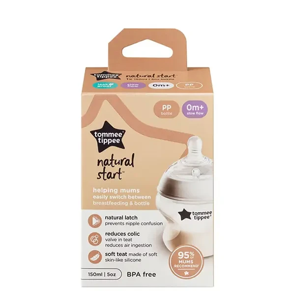 Baby Feeder 0m+ Slow Flow 150ml PP Bottle Tommee Tippee Natural Start Baby Feeder
