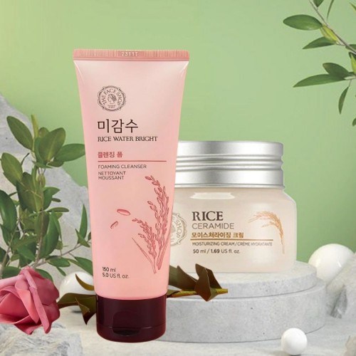 Rice Water Bright Foaming Cleanser-150ml (Korea) & Rice Ceramide Moisture Cream best price in bd