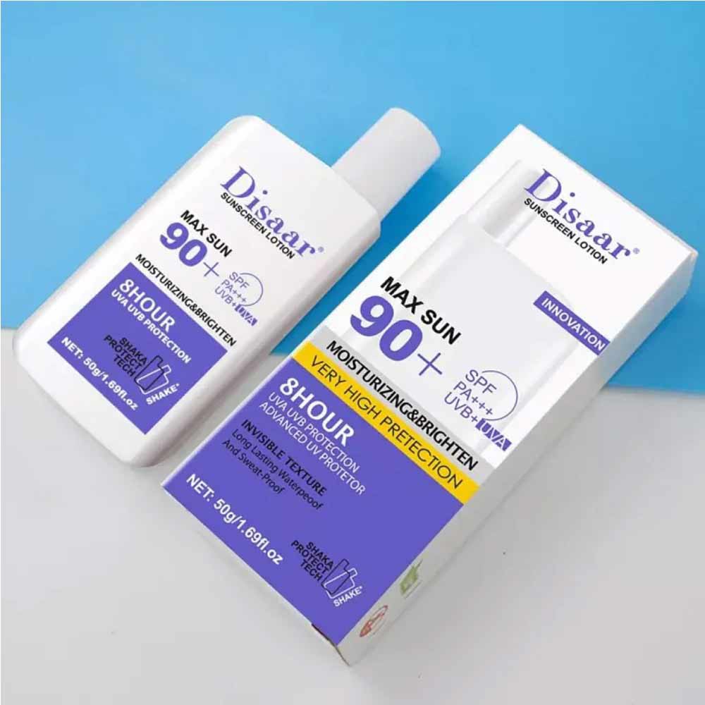 Disaar Sunscreen Lotion 50gm Max Sun 90+ SPF PA+++ 8 Hour Protect