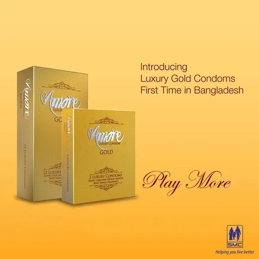 Amore Luxury Gold Condom for Men | Full Box 3×6=18pcs | Made in Malaysia