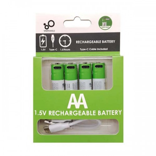 Rechargeable Batteries AA 1.5V With Type-C Cable smartoools 4pcs