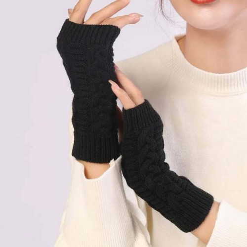 Women's Knitted Long Hand Gloves Warm Embroidered Mittens Winter Fingerless Glove for Women Girl Guantes Invierno Mujer Luvas