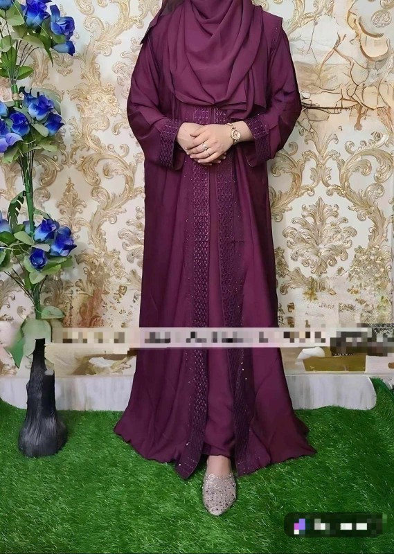 Embroidery Borka with Hijab For Women