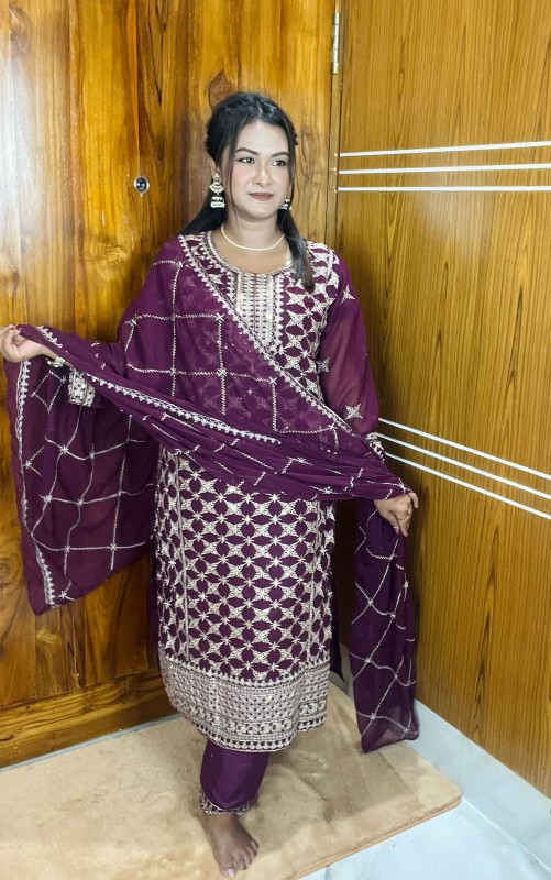 Georgette Embroidery Three Piece (5)