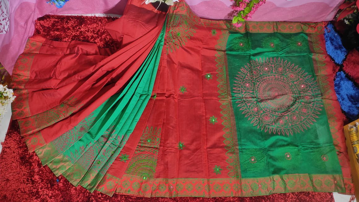 Embroidered Dupion Silk Saree