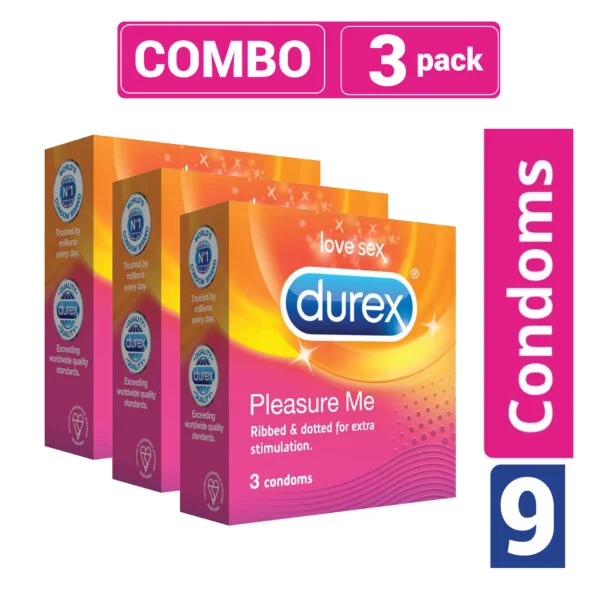 Durex – Pleasure Me Condom – Combo Pack – 3 Packs – 3×3=9pcs