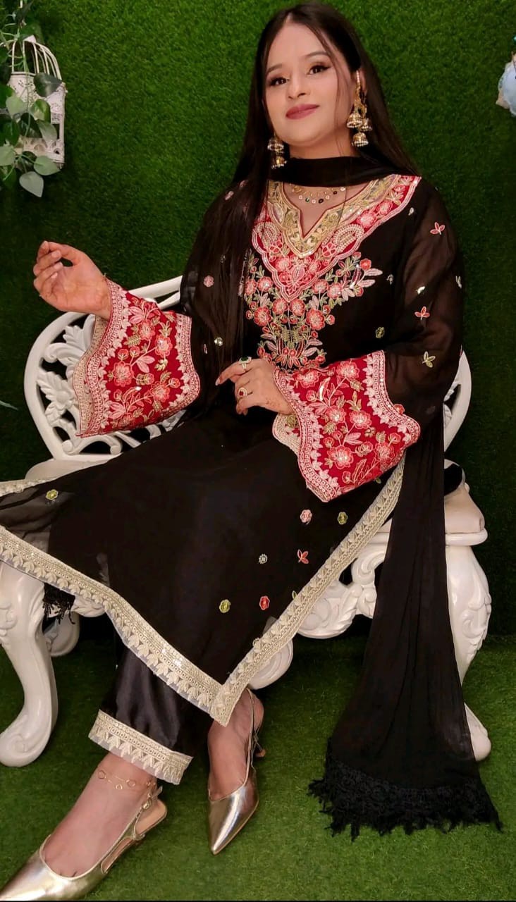 Georgette Embroidery Three Piece