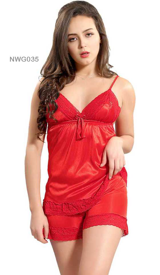 Women's Satin Night Suit Set (Top and Pajama) For Female