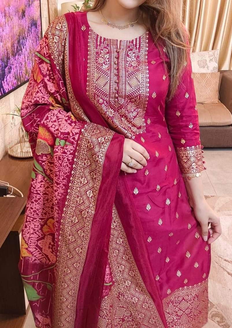 Block Printed Cotton Three Piece