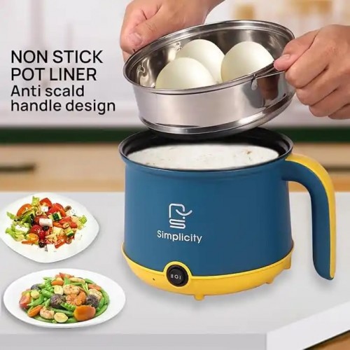 Simplicity Portable Electric Multicooker Cooking Pot With Steamer 1.8L