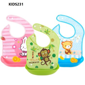 Baby Bibs with Soft Plastic Food Catcher 1 pcs