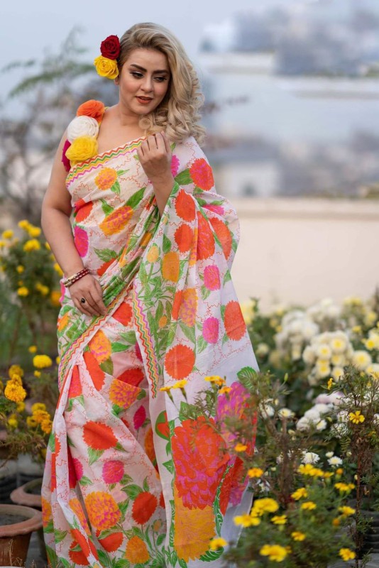New best Dhupian Silk Skin Print Saree