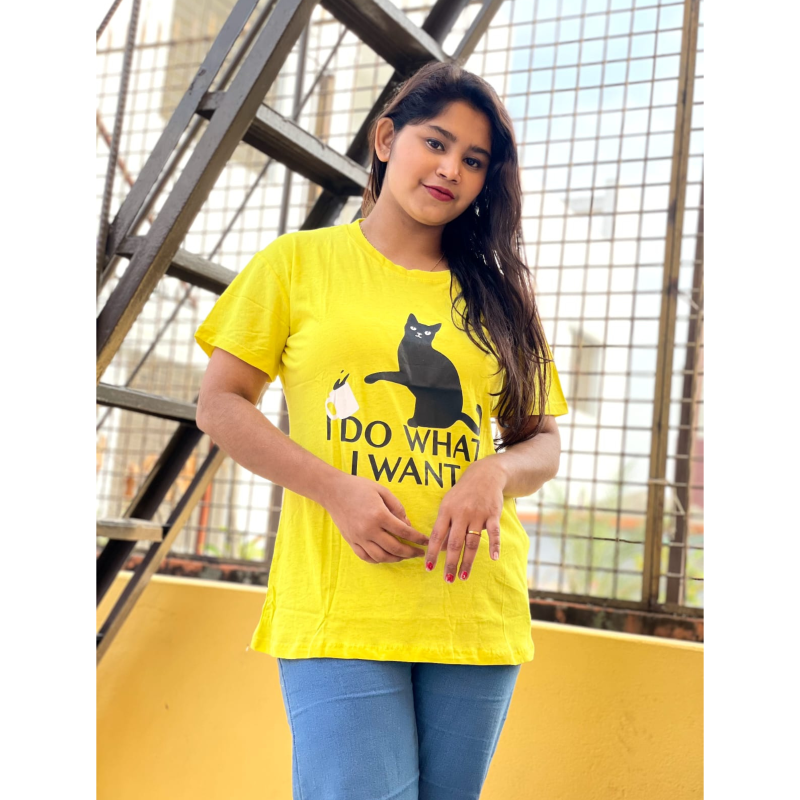 DTF Printed ladies T shirt | Half Sleeve Plain | Regular Fit Ladies T Shirt for Women & Girls | -(11)