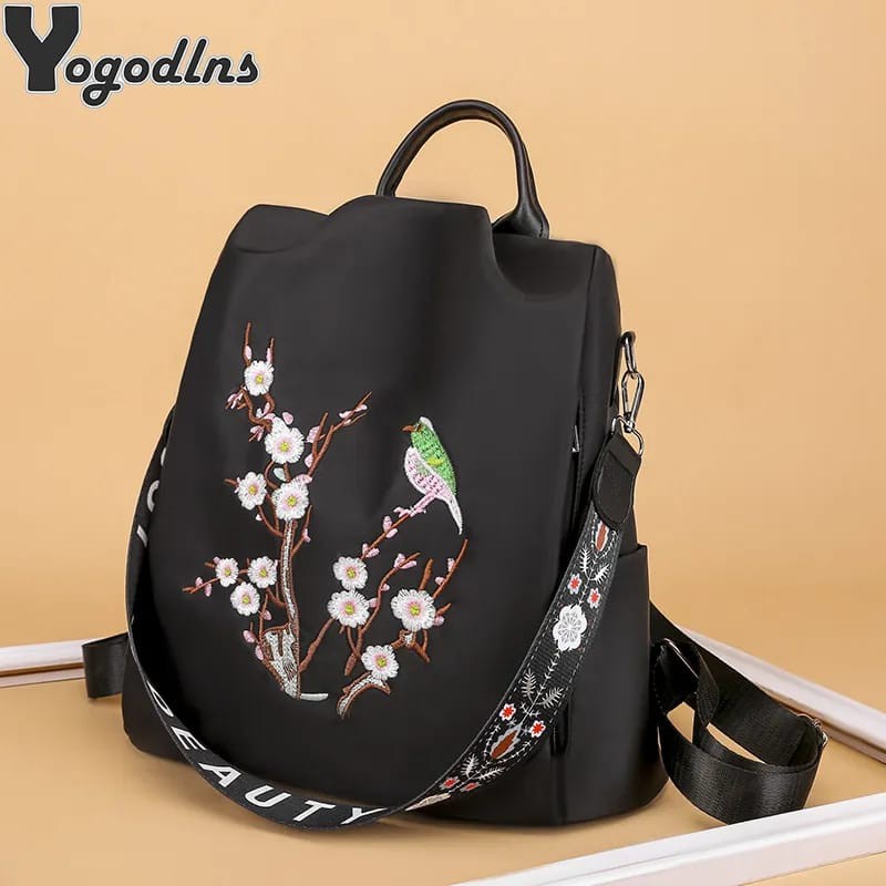 Waterproof Embroidery Designer Fashion Anti-theft Shoulder SchoolBag For Women