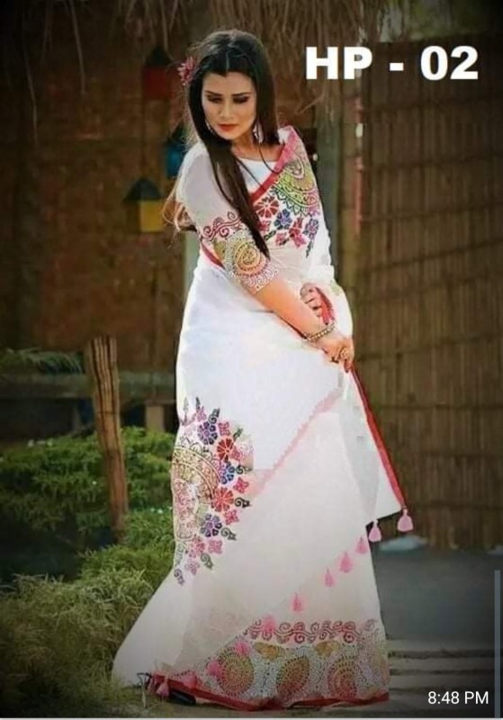 Handprint half silk saree