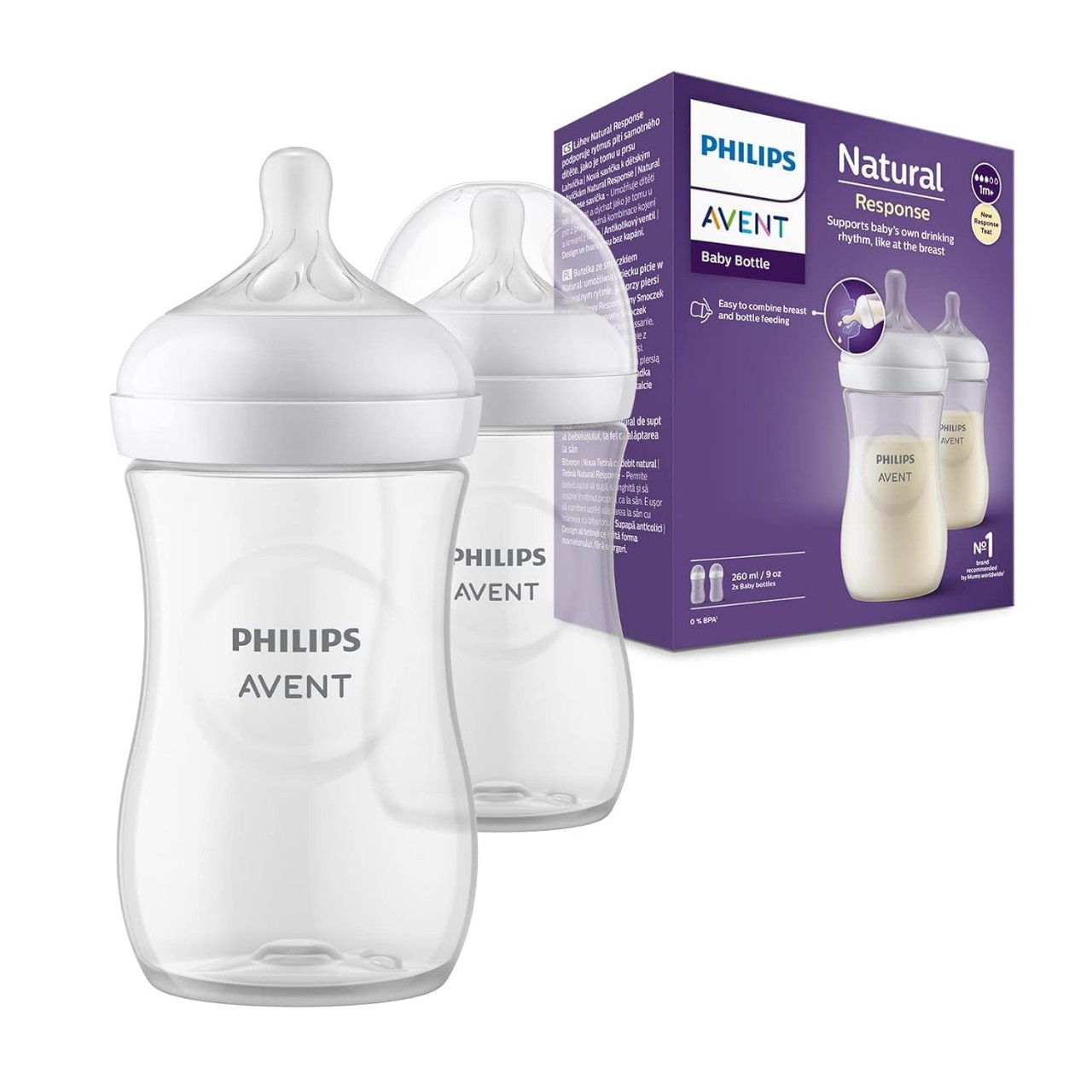 Baby Feeder Philips Avent Natural Response Feeder Bottle 1m+ 260ml Pack of 2