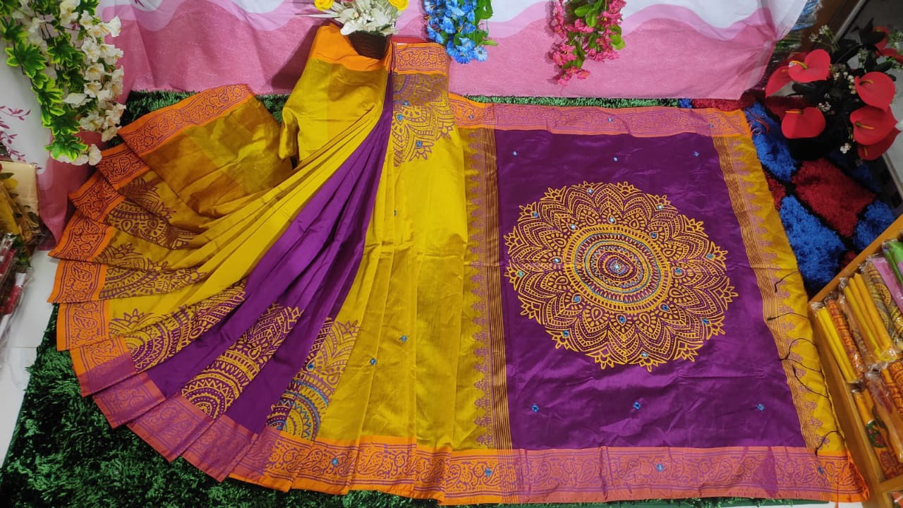 Embroidered Dupion Silk Saree