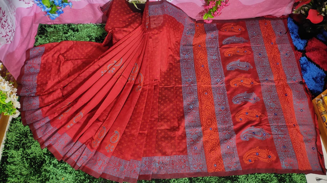 Embroidered Dupion Silk Saree