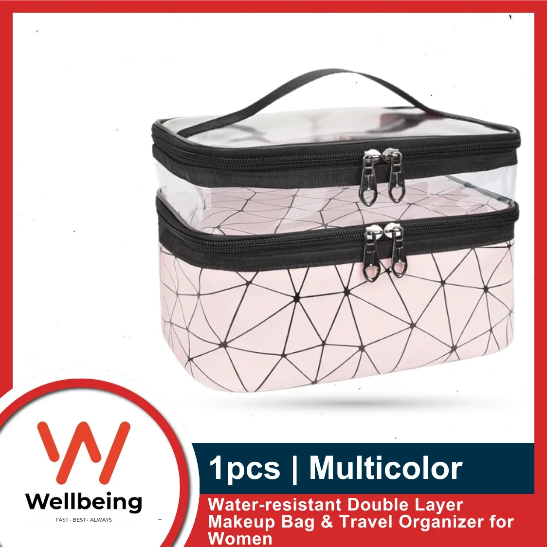 1pcs Double Layer Makeup Bag Multicolor Makeup Bag Cosmetic Bag Travelling Double Layer Makeup Bag Organizer Medium Case For Women Girls Reusable Bags