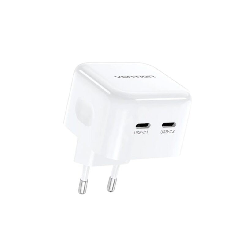 Vention FBPW0-EU 2-Port USB-C 35W GaN Charger – White
