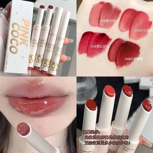 1pcs PINK COCO Moisturizing Lipstick Pen Glossy Tinted Lip Balm, Long Lasting Non-Stick Lip Gloss, High-gloss for Plumper Lips, Bronzed Glow