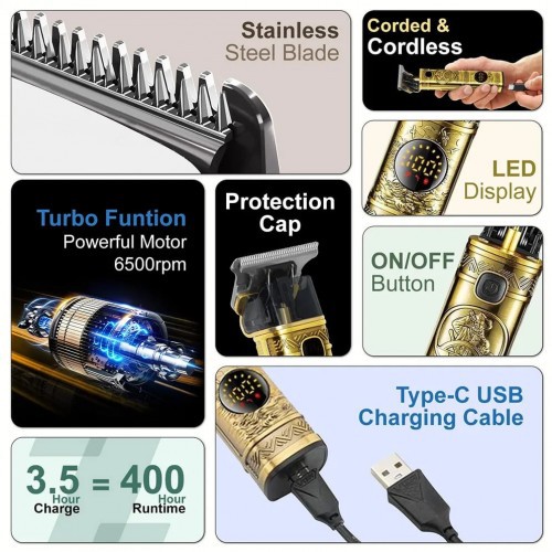 VGR V-097 Hair Clipper and Beard Trimmer with Digital Display for Men