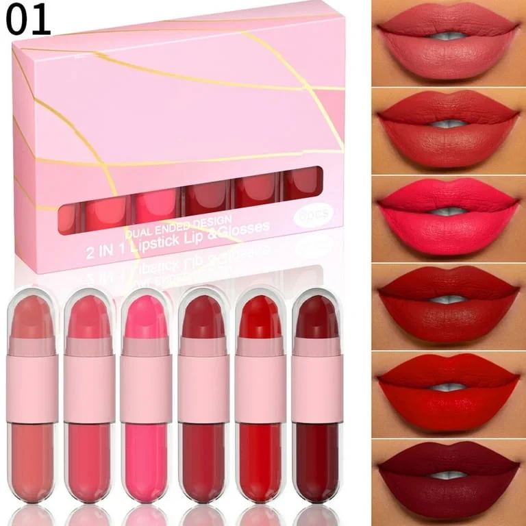 CmaaDu Dual Ended 2 in 1 Lipstick & Lipgloss 6pcs