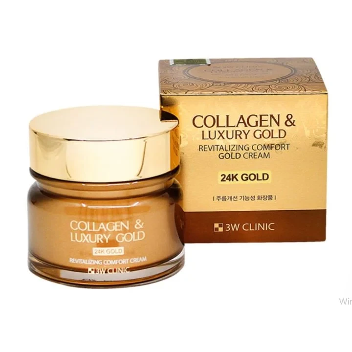 3W Clinic Collagen & Luxury Gold Revitalizing Comfort Moisture 24K Gold Cream 100ml (Korea)