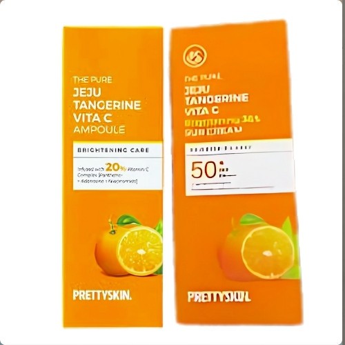 PrettySkin Jeju Tangerine Vita C Brightening Combo (Ampoule + Sun Cream SPF 50+)