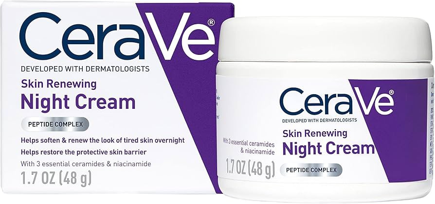 CeraVe Skin Renewing Night Cream 48g | Niacinamide, Peptide Complex, and Hyaluronic Acid Moisturizer for Face