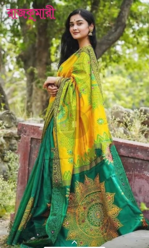 Handprint half silk saree