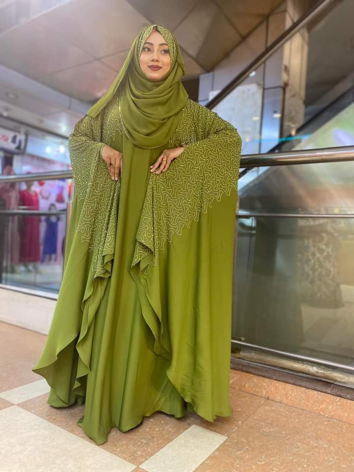 Simple Dress Abaya Borka with Hijab