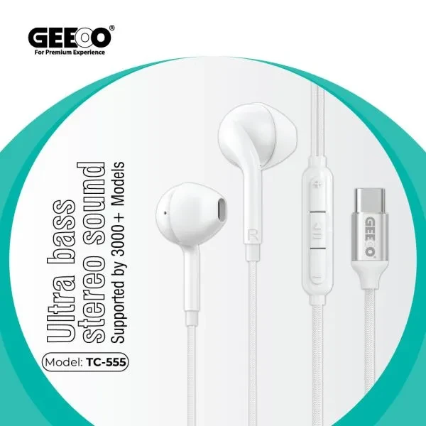 Geeoo TC-555 Type-C Semi In-Ear Wired Earphone