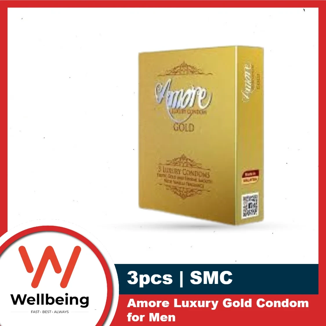 Amore Luxury Gold Condom for Men | 3pcs Pack | SMC