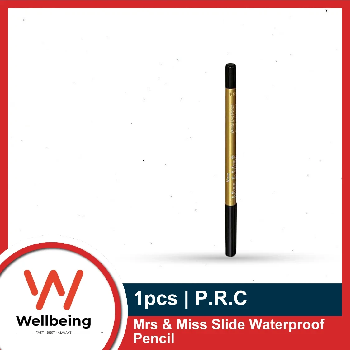 1pcs Mrs & Miss Slide Waterproof Pencil 24 Hrs Eye Pencil Deep Black Matte Kajal