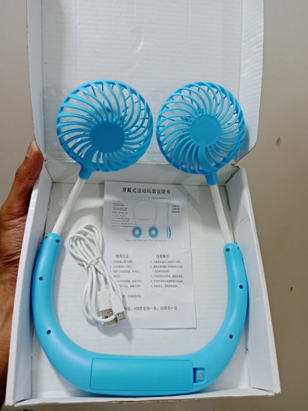Portable Neck Fans Mini Cooling Fans Rechargeable Fans 360 Degree Free Rotation for Traveling, Sport (2)