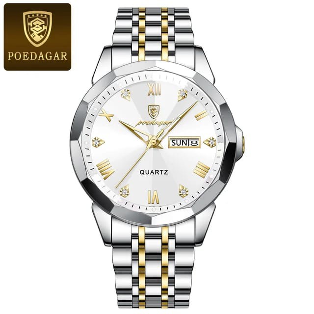 POEDAGAR 810 Fashion Quartz Watch for Men - White