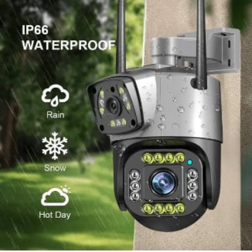 Dual Lens Security Camera V380 Pro Smart Home 4MP Auto Tracking Waterproof Outdoor Sim-Supported IP Camera