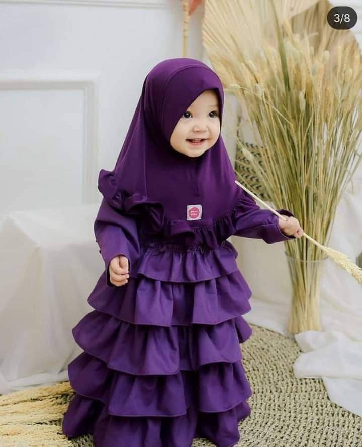Purple Color Large Baby Borka Set 7-12Y