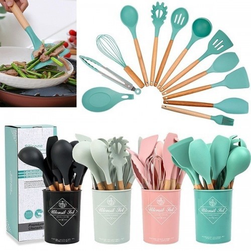 12Pcs Cooking Tools Kitchen Cookware Set Silicone Utensils