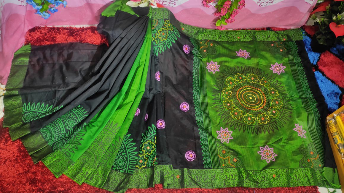 Embroidered Dupion Silk Saree